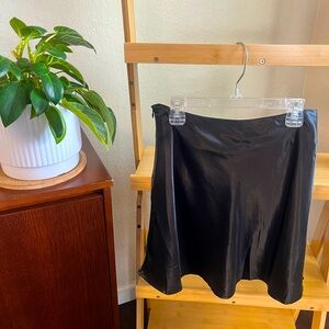 Black silk mini skirt, size small
